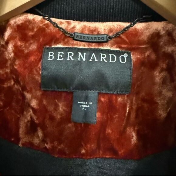 Bernardo Rust/Blk Quilted Velvet Bomber Jacket - Picture 3 of 11